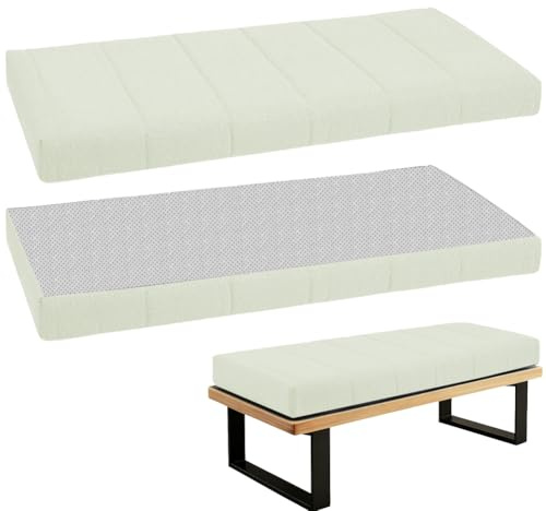 WLXFF Cojin Banco Interior, Cojines Banco Terraza Exterior, Colchoneta para Banco Jardin, Cojines para Bancos de Zapatos, Bancos de Cocina de Esquina y Patios,Off White,90x35cm