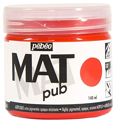 Pebeo Mat Pub, extrafein, 140 ml-Zinnoberrot Acrylfarbe