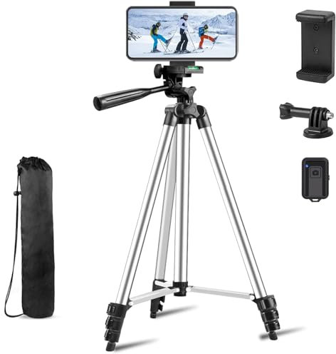 Phone Tripod, IBESTON 42 Inch 106cm Aluminum Lightweight Extendable Tripod Stand with Holder Mount and Bluetooth Wireless Remote Shutter for Camera and for iPhone Samsung and Other Android Smartphones