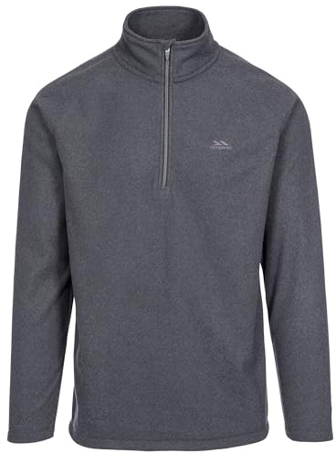 Trespass Mens Fleece Pullover Keynote - Contrast Trims, 1/2 Neck Zip, Brushed Back, Knitted, 100% Polyester Charcoal