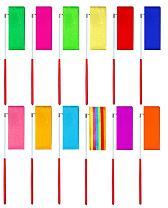 QUUPY 12 Stück 2 Meter Tanzbänder Luftschlangen Rhythmische Gymnastik Band Zauberstäbe für Talent Shows künstlerische Tanzen Taktstock Drehung (Farbe zufällig)