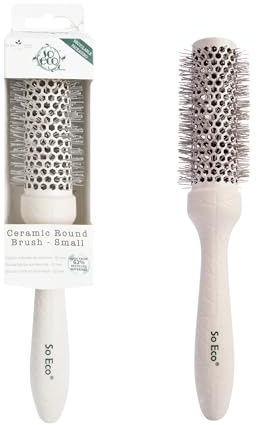 So Eco Small 32 mm Thermo Ceramic Round Brush - Hair Styling, Volumising & Curling Brush for Short to Medium Hair. Sustainable Bioplastic Handle & Pins Made from Recycled Plastics