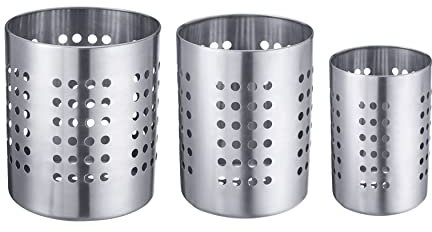 Westmark 3 Besteckkörbe/Utensilienhalter, rund, 3 Größen: klein, mittel, groß, Rostfreier Edelstahl, Silber, 690222E6