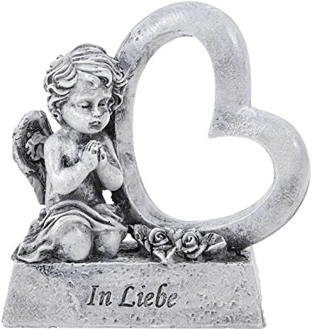 SIDCO Grabschmuck Engel Spruchstein Grab Herz Gedenkstein Grabdeko Grabherz Gedenken