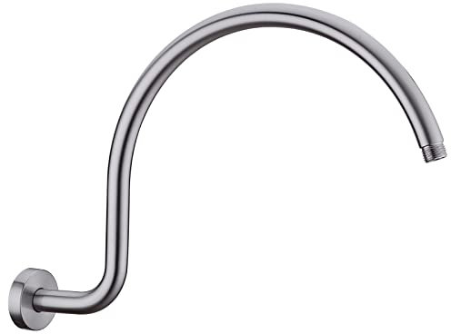 Braccio doccia da 43,2 cm con flangia in acciaio inox massiccio, braccio di estensione per soffione doccia, arco alto, tubo di prolunga lungo per uscita dell'acqua, montaggio a parete, nichel