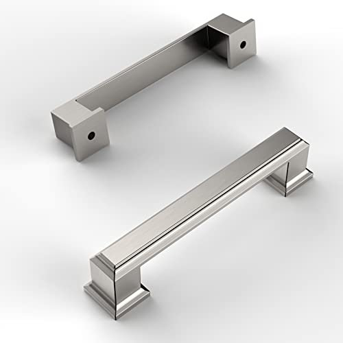 Amerdeco 6 Stück Möbelgriffe Gebürsteter Nickel 96mm Lochabstand Schubladen Griffe für Küchenschränke Schrankgriffe Schubladengriffe Türgriffe für Küchenschränke Kleiderschrank UK0016