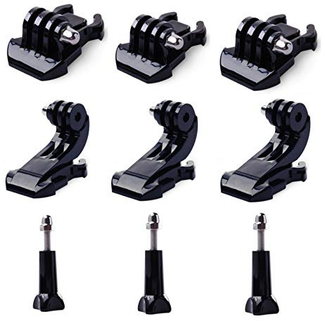 Vcufflinks Kit di montaggio con fibbia a J Hook per Go Pro Hero 12/11/10/9/8/7/6/5 nero, action camera DJI Osmo - superficie verticale, clip con fibbia a sgancio rapido, vite a pollice lunga, design