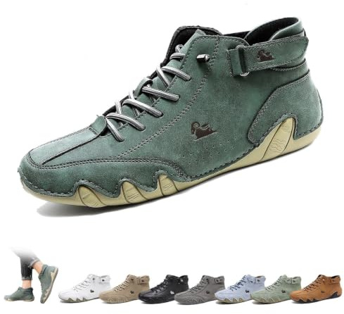 Botas Altas Italianas Hechas A Mano Unisex Zapatos Beck Minimalistas Al Aire Libre Zapatos Descalzos Informales Antideslizantes Transpirables for Caminar Senderismo Conducir Botas Chukka(verde,43 EU)