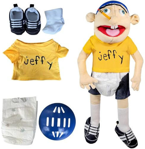 YANGUN Jeffy Puppet Plush Toy Doll, 60cm Jeffy Hand Puppet for Kids Birthday Christmas Halloween Party, Yellow