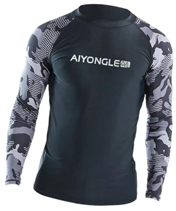 Harilla Camisa de natación para hombre, traje de surf, ajuste suave y cómodo, camisetas de manga larga, camisa de surf, camisa de playa para buceo, surf,