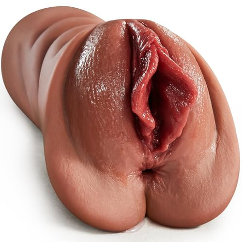 Realistischer Masturbator Taschenmuschi Silikon Masturbieren Sex Spielzeug mit 5D Klitoris Doppelkanal Masturbator Groß für Mann 2 in 1 Sexspielzeug für die Männer solo (braun)
