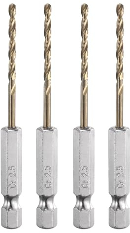 QUARKZMAN 4pz M35 Punta Trapano Elicoidale in Acciaio ad Alta Velocità al Cobalto 2,5mm Dia 1/4 Attacco Esagonale