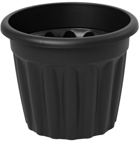 Muddy Hands 42 Litre Black Extra Large Round Plant Pot Outdoor Garden Vegetable Fruit Flower Herb Tree Plastic Planter