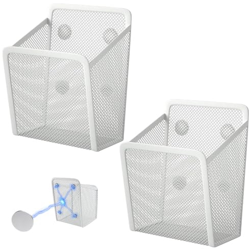 2 Pièces Porte-stylos Magnétique, Organiseur Magnétique Panier Rangement pour Cuisine - Espace de Rangement, Agnetischer Stiftehalter Pour Tableau Blanc, Armoire, Réfrigérateur, Bureau et Cuisine