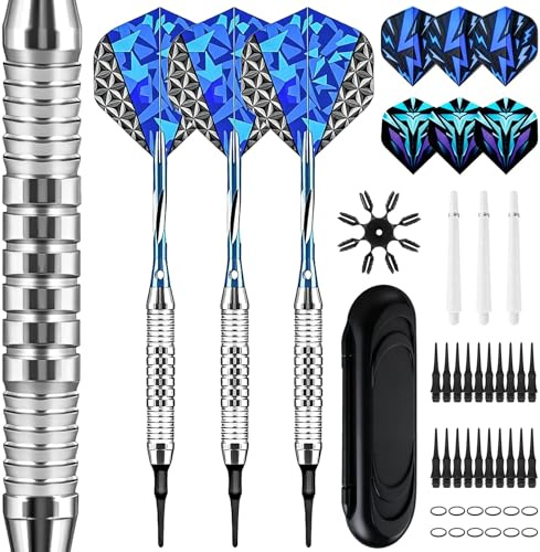 Freccette con punta in plastica per bersaglio elettronico: set di 3 freccette morbide, freccette professionali, per sport e tempo libero, freccette morbide con gambo extra