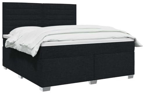 vidaXL Lit boxspring avec Matelas Noir 160 x 200 cm Tissu, Mobilier de Chambre, lit Moderne, sommier, Cadre Ajustable, Confort de Sommeil, Installation intérieure à la Maison