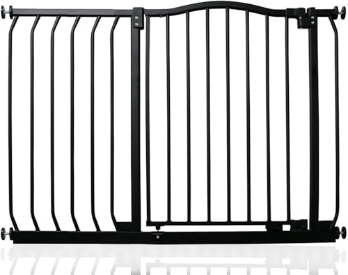 Safetots Curved Top Hundgrind, 98cm - 107cm, Mattsvart, Tryckmonterad Trappgrind, Barngrind för Dörrar, Hallar och Utrymmen, Säkerhetsbarriär, Enkel Installation