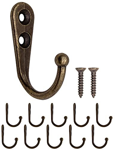 Fuxxer 10x Klassische Metall-Haken, Wand-Haken im Antik Guss-Eisen Design, Bronze