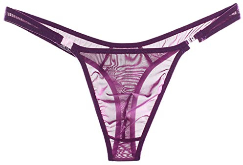 String sömlöst sexig,Stringsband för män,Sexig genomskinlig stringtrosa, enfärgade genomskinliga sömlösa T-byxor, lila, en storlek