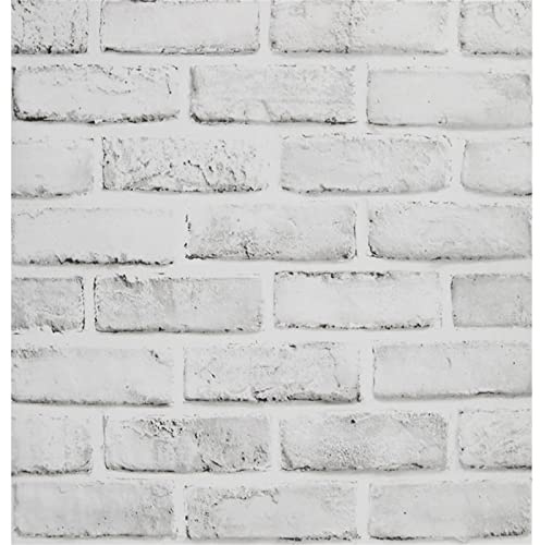 JOLIHOME Bianco-Grigio Effetto Mattone Carta da Parati Autoadesivo Adesivo Murale Vintage Staccare e Attaccare Rimovibile Carta a Contatto per Camera da Letto Bagno Cucina Camino 44x1000cm