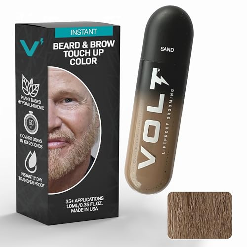 VOLT Grooming Temporary Instant Beard Color for Men, Quick Drying Plant-Based Brush On Beard, Hair, Mustache & Eyebrow Color, Safe for Sensitive Skin, Sand Blonde, 1 Pack, Up to 35 Applications