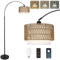 Rayofly Bogenlampe Wohnzimmer Stehlampe, Rattan Stehlampe mit Fernbedienung und LED-Glühbirne, App-Steuerung, Vintage Stehlampe mit Doppel-Lampenschirme, Boho Stehlampe für Schlafzimmer,E27 Floor Lamp