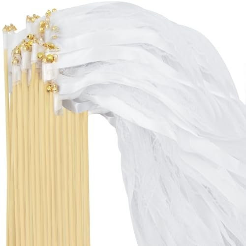 30 Stück Hochzeit Wände mit Glocke, Lre Co. Magic Wands, Hochzeit Luftschlangen, Hochzeit Lucky Sticks mit Luftschlangen für Hochzeiten, Geburtstage, Feiertage Parteien (Weiß)