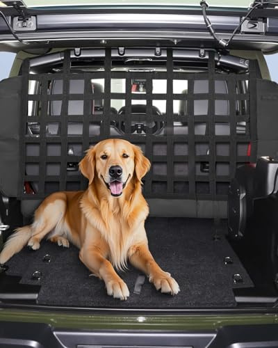 VEVOR Barrière de Voiture pour Chien Compatible avec Jeep Wrangler JK 2007-2017 JL 20018-2024, Grille Pare-chien Maille en Polyester Résistante aux Rayures et aux Déchirures, pour Animaux de Compagnie