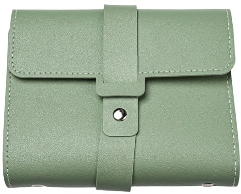 CALFOVERA 42 Pairs Foldable Book Design Travel Jewelry Storage Case Charms Holder Case Portable Stud Bag PU Leather Earring Organizer for Women Earring Bracelets Necklace Ring (Green)
