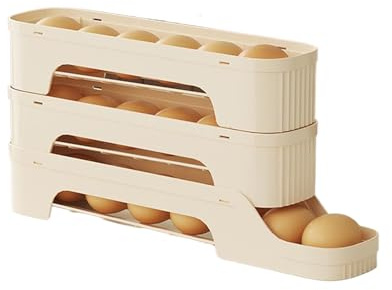 Qkbuza Soporte para huevos para, dispensador automático de huevos, organizadores y almacenamiento antideslizantes, suministros compactos para hornear para encimera de cocina, puerta de