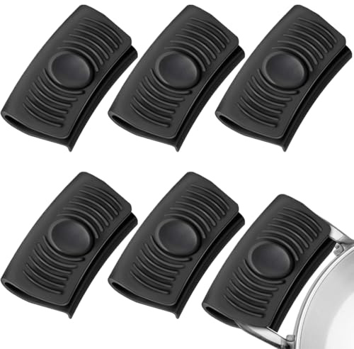 JEYORZY Set di 3 paia di maniglie in silicone per stufa calda in ghisa, manicotti isolati termicamente, termici per manico in casseruola, strumenti per impugnatura in silicone, strumenti da cucina