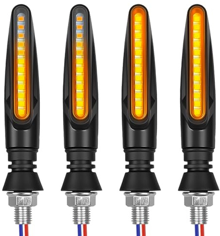 Wowsofty 4 Pezzi Indicatori di Direzione Moto LED 12V Universali, Frecce Moto LED Impermeabili con 9 LE D Ambra, Indicatori di Direzione per Motocicletta Scooter Chopper Quad Facili da Installare