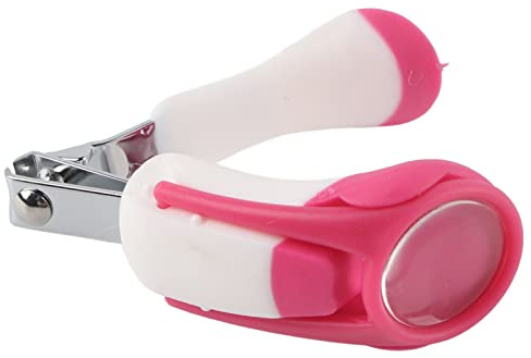 RiToEasysports Babynagelklippare, Mjukt Silikonhandtag, Skärhuvud i Rostfritt Stål med 5X Förstoringsglas för Spädbarnsnagelvård (Rosa)