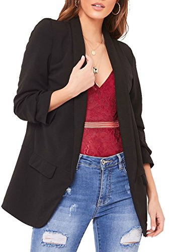 Red Olives® New Ladies Frill Ruffle 3/4 Sleeve Duster Coat Women Jacket Blazer UK 8-26