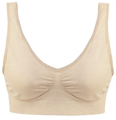 Boolavard New Seamless Sports Style Bra Crop Top Vest Comfort Stretch Bras Shapewear (L, Nude)