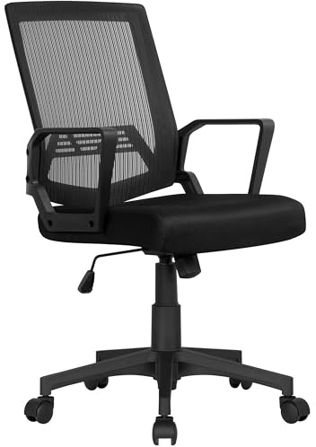 Yaheetech Executive Office Chair Adjustable Swivel Computer Chair Comfy Mesh Desk Chair with Lumbar Back Support and Arms on Wheels for Manager Work or Students Study