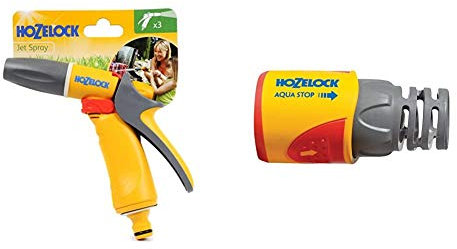 Hozelock Jet Spray Gun & AquaStop Connector Plus (12.5mm & 15mm)