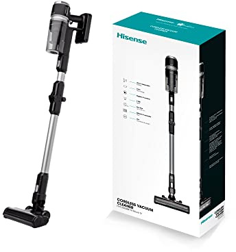 Hisense HVC6264BK Besenstaubsauger ohne Kabel, 25,2 V, bis zu 45 Minuten Autonomie, Schwarz, LED-Ladeanzeige und LED-Bürstenbeleuchtung zur besseren Reinigung
