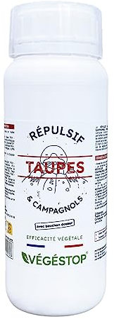 VEGESTOP Répulsif Taupes & Campagnols - 500 ml - Pour chasser les taupes de son jardin - Anti-campagnols - Simple et rapide - Aux extraits de plantes - Bouchon doseur