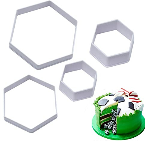 4 stycken fotbollsformar set fondant tårta tryck skärform plast kakskärare fotbollsformar sockerhantverk former tårta desserter dekorationsverktyg, kakform gör-det-själv bakverktyg