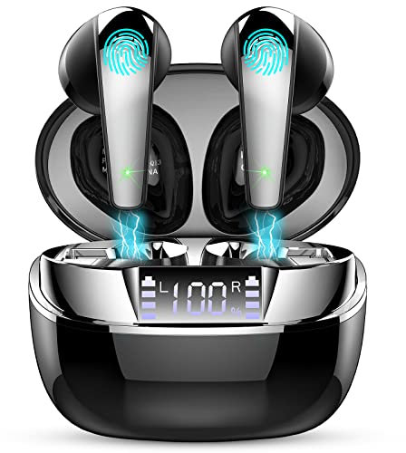 Ordtop Ecouteurs Bluetooth, Hi-FI Son Stéréo 47H Étanche avec 4 Mic Antibruit, Conçues pour Le Sport