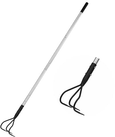 YEELOR Cultivateur de jardin multifonctionnel 3 griffes long manche poignée réglable 140 cm outils de désherbage ameublissement sol