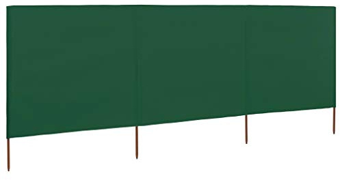 Gecheer Solmar Pare-vent pour plage Protection contre le vent pour camping 3 panneaux Tissu 400 x 120 cm Vert