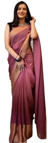 BE4ME.COM Pre Stitched Floral Georgette Saree with Unstitch Blouse (Peach Zari)