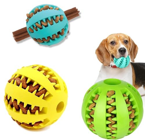 Hundespielzeug Ball 3 Stück Hundebälle - Hundespielzeug Intelligenz Ball - Naturkautschuk Welpenspielzeug Hundeball für Kleine Mittelgroße Große Hunde Zahnreinigung (Klein, Mittel, Groß (5cm,6cm,7cm))