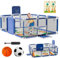 Parque Infantil Bebe + Alfombra de Juego + Pelota de Futbol y Baloncesto - Corralito de Bebé Plegable 180 x 120 x 60cm - Parque de Juegos Bebé Con Malla Transpirable - Centro de Actividades Azul