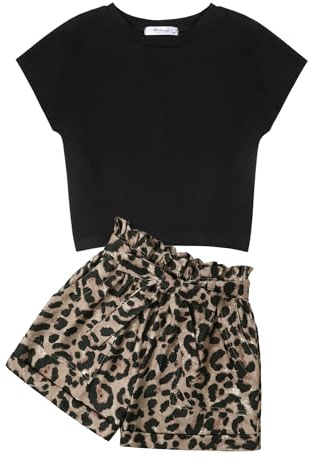 Arshiner Ragazze Set di Abbigliamento Bambini Estiva T-shirt con Pantaloncini Set Casual Moda Sopra la Spalla Maglietta Completi e Coordinati per Ragazze 11-12 Jahre