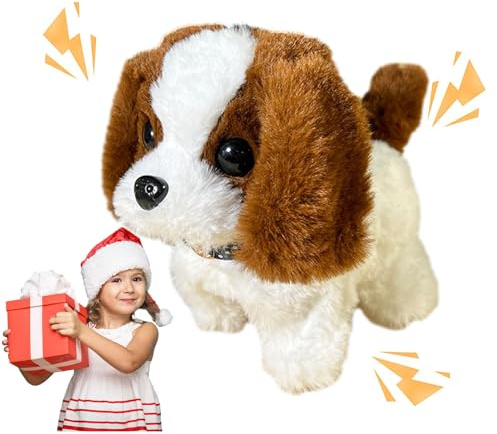 Tktouci Perro Juguete Que Anda Y Ladra - Juguetes para Perros Que Caminan para Niños | Mascotas Electrónicas Que Caminan El Perro Que Ladra El Animal Relleno De La Felpa del Perro
