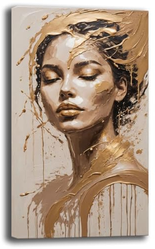 Quadro Moderno Soggiorno Verticale Astratto Donna Volto Quadri moderni di tela canvas da Parete XXL grande Stampa su tela Camera da letto Decorazione Murale muro Arredo Cucina (13, 50x100 cm)