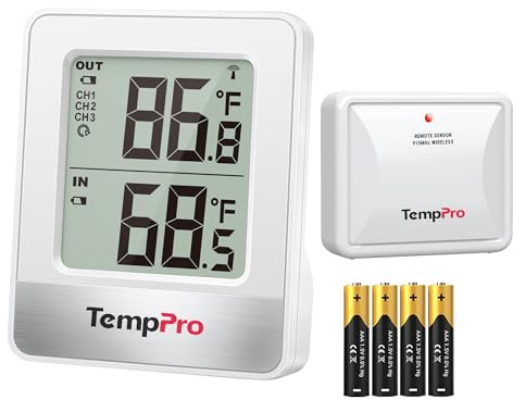 TempPro 500FT Indoor Outdoor Thermometer Wireless, Outdoor Thermometers for Patio with Temperature Sensor, Room Thermometer for House Home Reptile Baby Room Temperature Monitor (Previously ThermoPro)